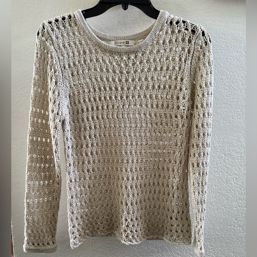Forever 21 Beige Open-Knit Sweater